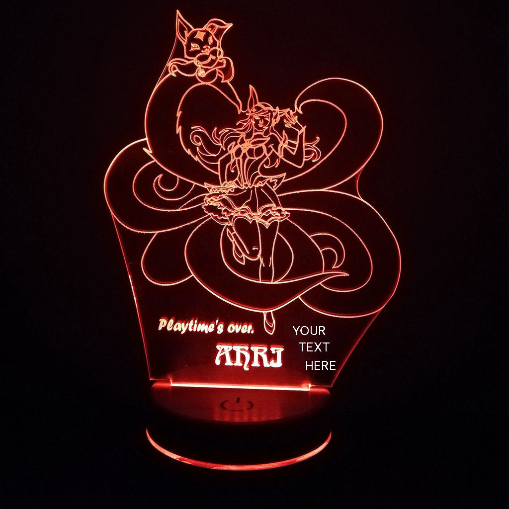 Personalized Ahri 3D LED Night Light with Custom Name – League of Legends RGB Lamp