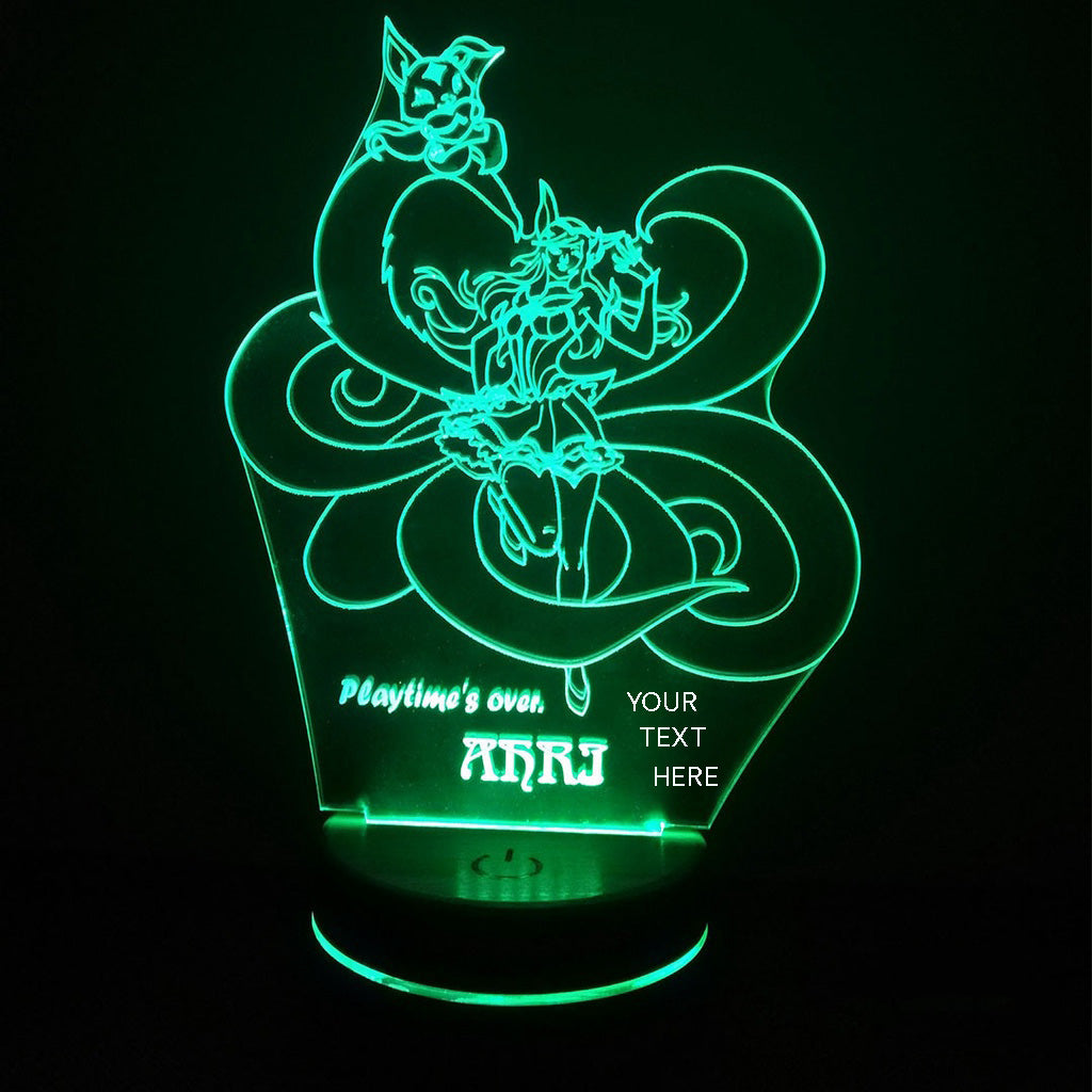 Personalized Ahri 3D LED Night Light with Custom Name – League of Legends RGB Lamp