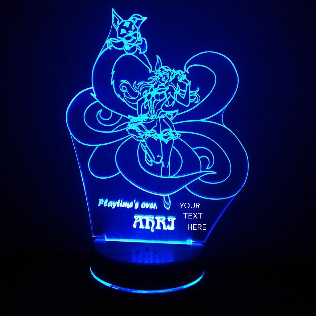 Personalized Ahri 3D LED Night Light with Custom Name – League of Legends RGB Lamp
